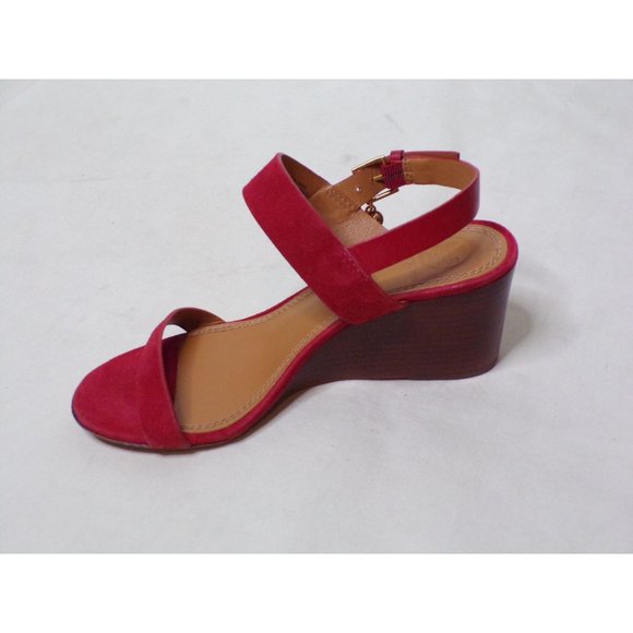 🆕 TORY BURCH Mini Benton Wedge Sandal Shoes Red Suede 5 - Picture 9 of 12